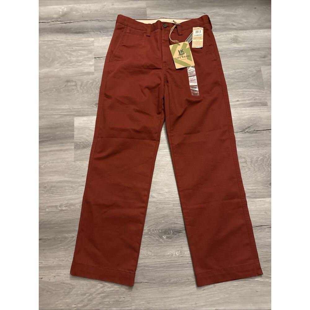 Life Khaki Relaxed Straight Fit Chino Pants, 30 X 30, Rust